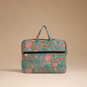 Green - handcrafted cotton quilted laptop bag 18