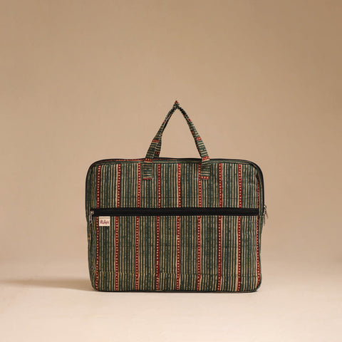 Green - handcrafted cotton quilted laptop bag 24