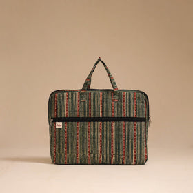 Green - handcrafted cotton quilted laptop bag 24