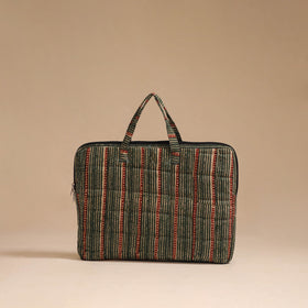 Green - handcrafted cotton quilted laptop bag 24