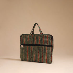 Green - handcrafted cotton quilted laptop bag 24