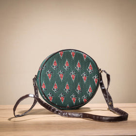 Green Handcrafted Cotton Running Sticth Shoulder Bag (Set of 2)