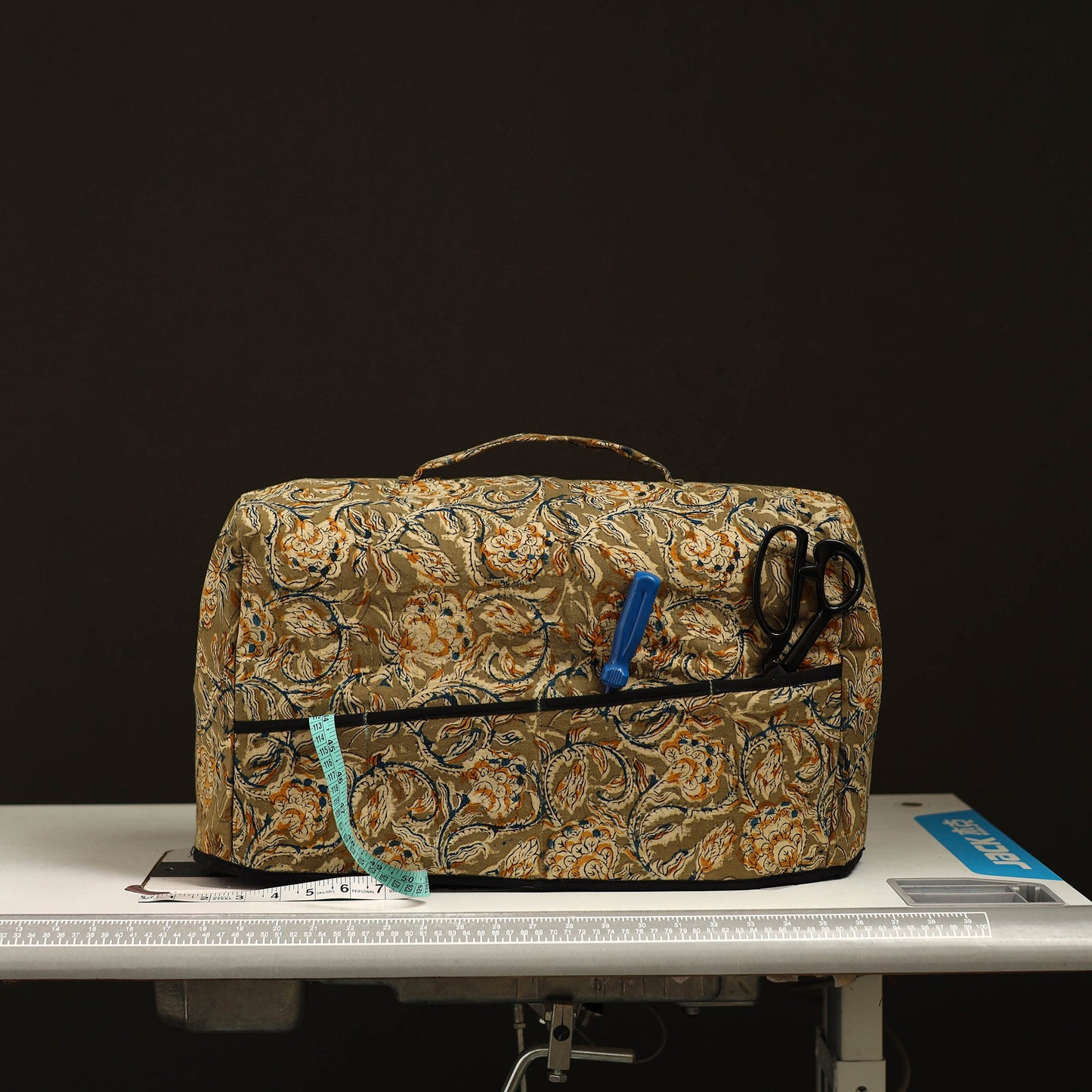 Green Handcrafted Cotton Sewing Machine Cover 