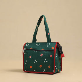 Green Handcrafted Cotton Small Hand Bag