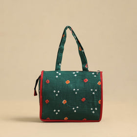 Green Handcrafted Cotton Small Hand Bag