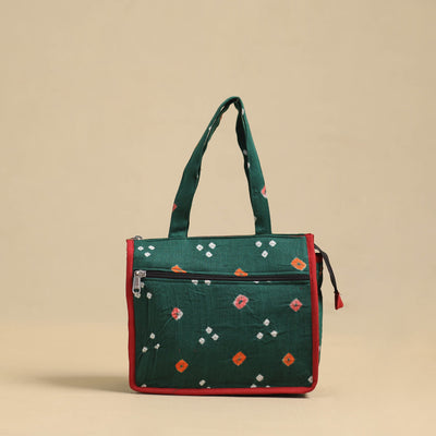 Green Handcrafted Cotton Small Hand Bag