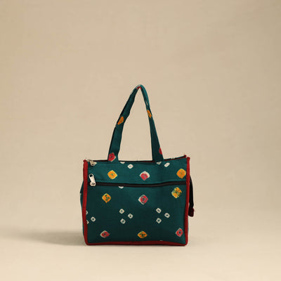 Green Handcrafted Cotton Small Hand Bag