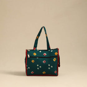 Green Handcrafted Cotton Small Hand Bag