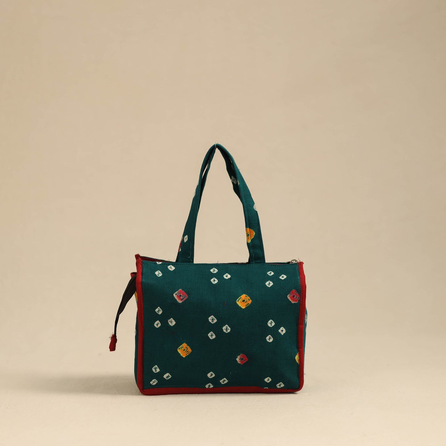 Green Handcrafted Cotton Small Hand Bag