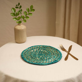 Green - handcrafted eco-friendly sabai grass spiral mat 06