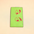 Green Handcrafted Embroidered Felt Mobile Pouch 