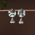 Green - handcrafted fabart gs jhumki earrings 13