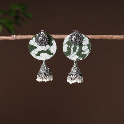 Green - handcrafted fabart gs jhumki earrings 13