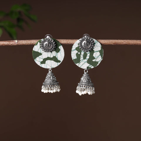 Green - handcrafted fabart gs jhumki earrings 13