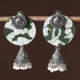 Green - handcrafted fabart gs jhumki earrings 13