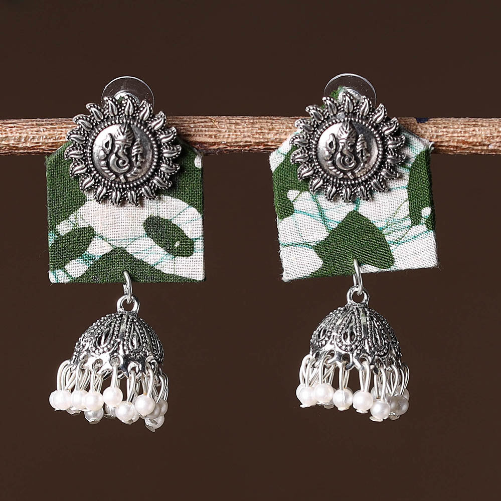 Green - handcrafted fabart gs jhumki earrings 29