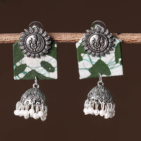 Green - handcrafted fabart gs jhumki earrings 29