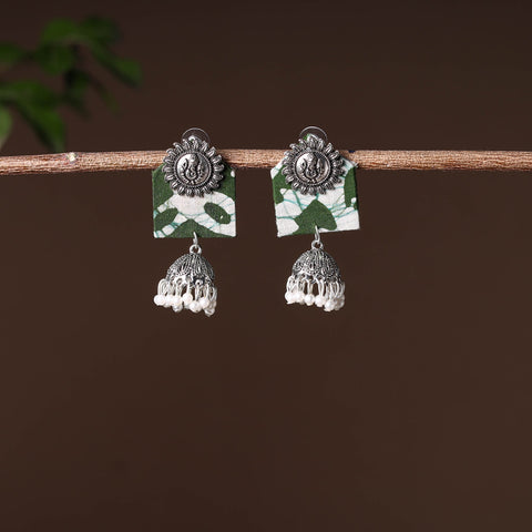 Green - handcrafted fabart gs jhumki earrings 29