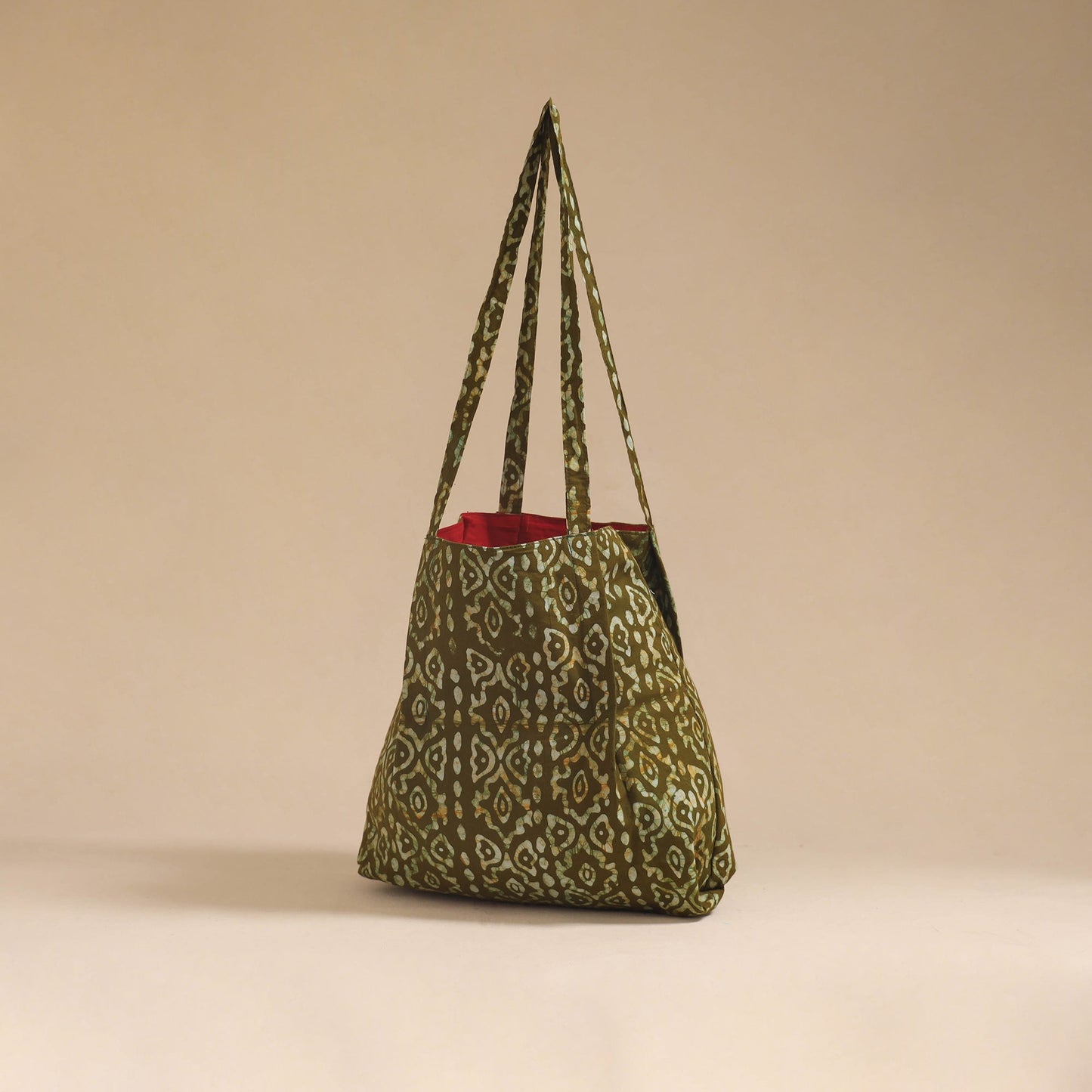 Red - handcrafted fabric jhola bag 08