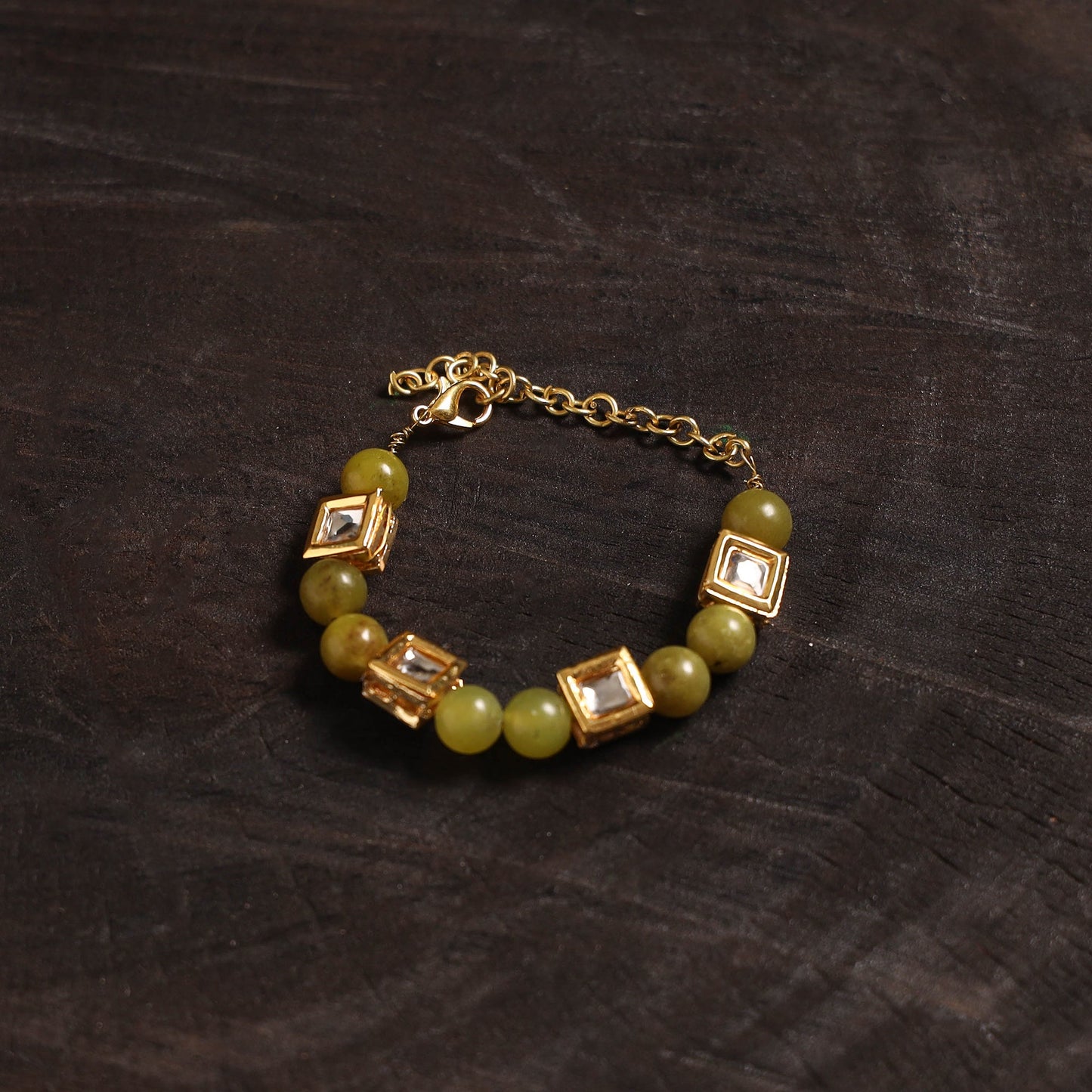 Handcrafted glass stone kundan work bracelet 38