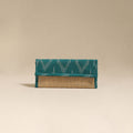 Green - handcrafted ikat fabric jute clutch / wallet