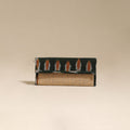 Green - handcrafted ikat fabric jute clutch / wallet