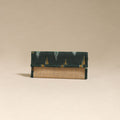 Green - handcrafted ikat fabric jute clutch / wallet