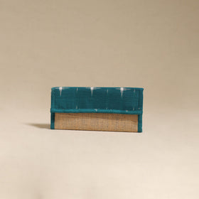 Green - handcrafted ikat fabric jute clutch / wallet
