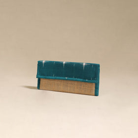 Green - handcrafted ikat fabric jute clutch / wallet