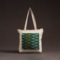 Green - handcrafted ikat patch canvas cotton shoulder bag 19