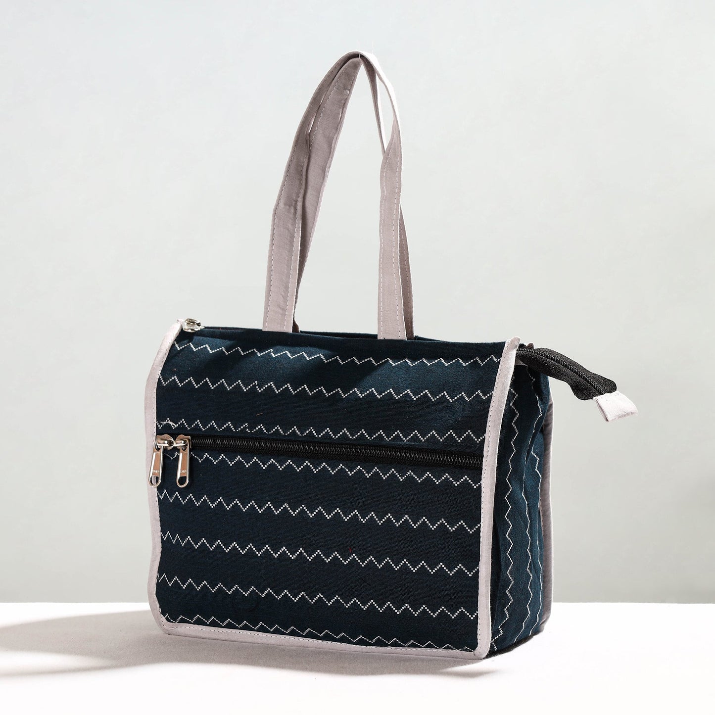 Green Handcrafted Jacquard Cotton Hand Bag