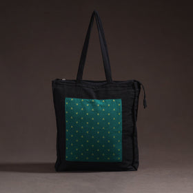 Green - handcrafted jacquard patch canvas cotton shoulder