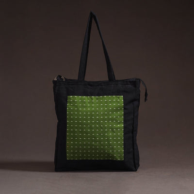 Green - handcrafted jacquard patch canvas cotton shoulder