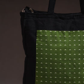 Green - handcrafted jacquard patch canvas cotton shoulder