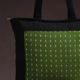 Green - handcrafted jacquard patch canvas cotton shoulder