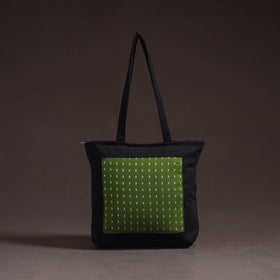 Green - handcrafted jacquard patch canvas cotton shoulder