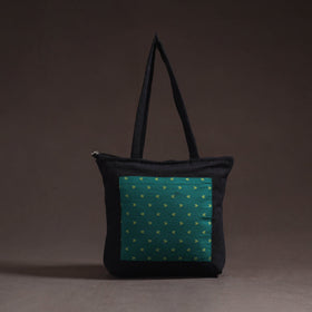 Green - handcrafted jacquard patch canvas cotton shoulder