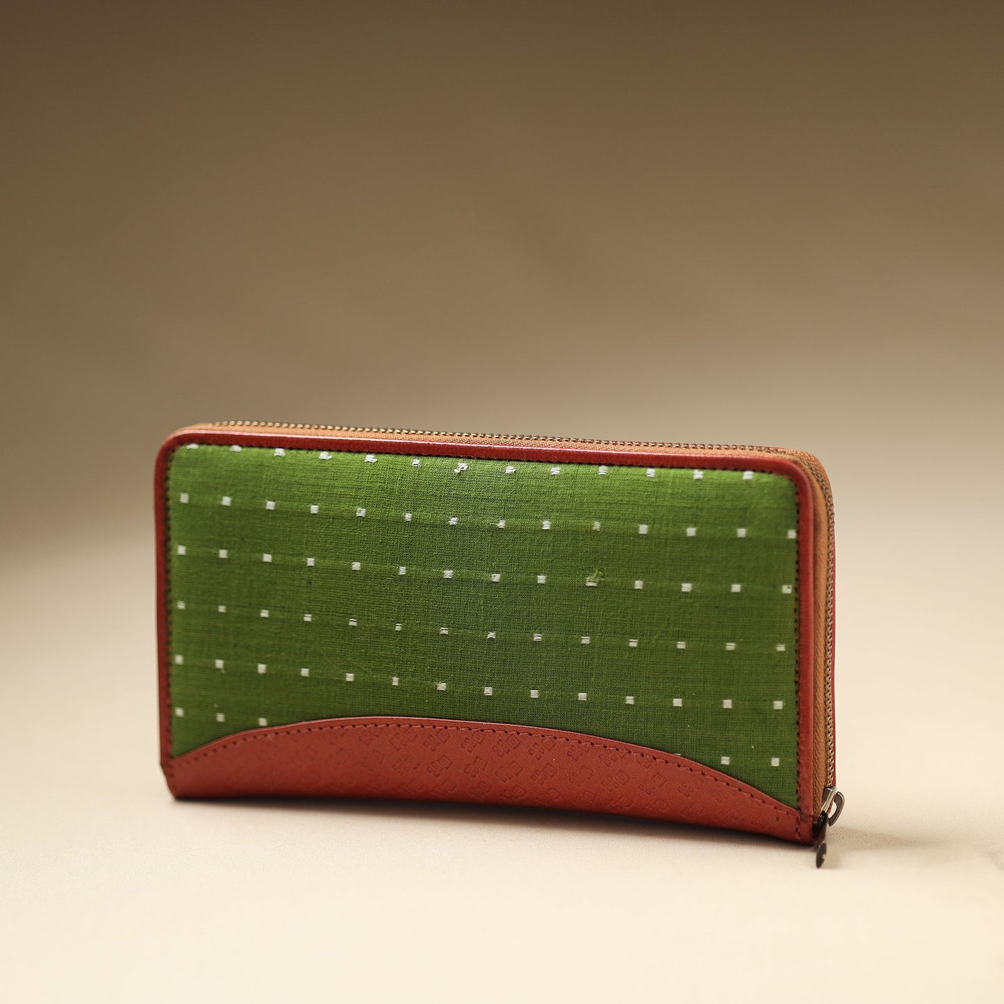 Green - Handcrafted Jacquard Weave Leather Wallet