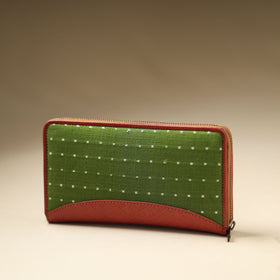 Green - Handcrafted Jacquard Weave Leather Wallet