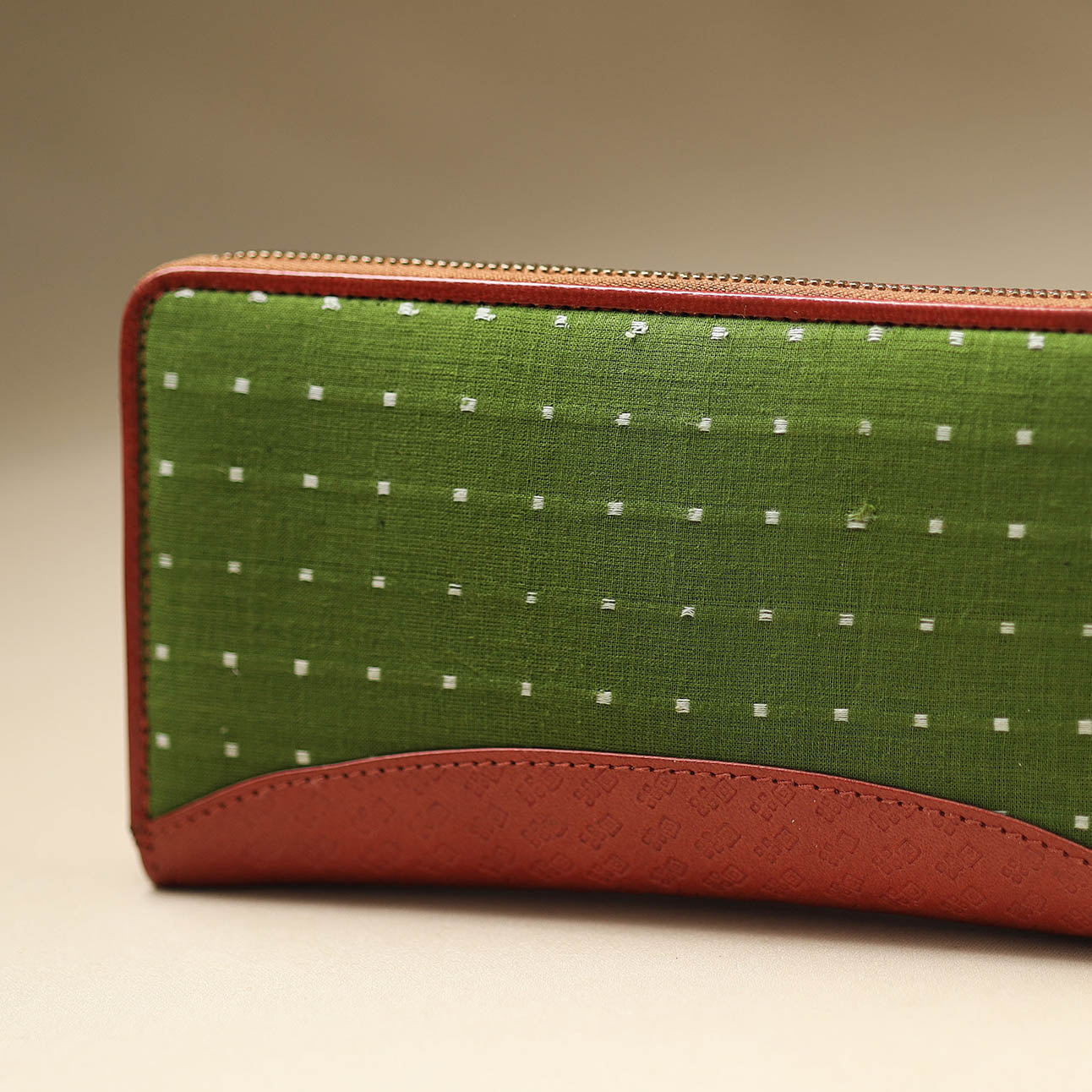 Green - Handcrafted Jacquard Weave Leather Wallet