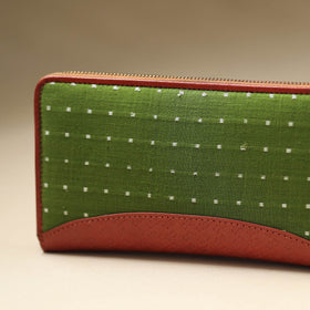 Green - Handcrafted Jacquard Weave Leather Wallet