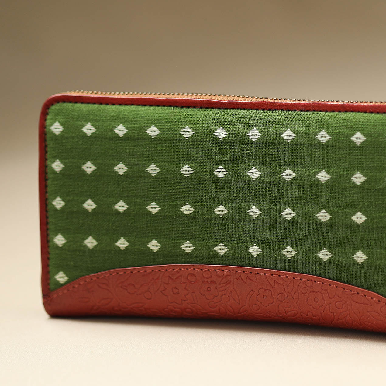 Green - Handcrafted Jacquard Weave Leather Wallet