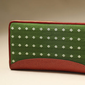 Green - Handcrafted Jacquard Weave Leather Wallet