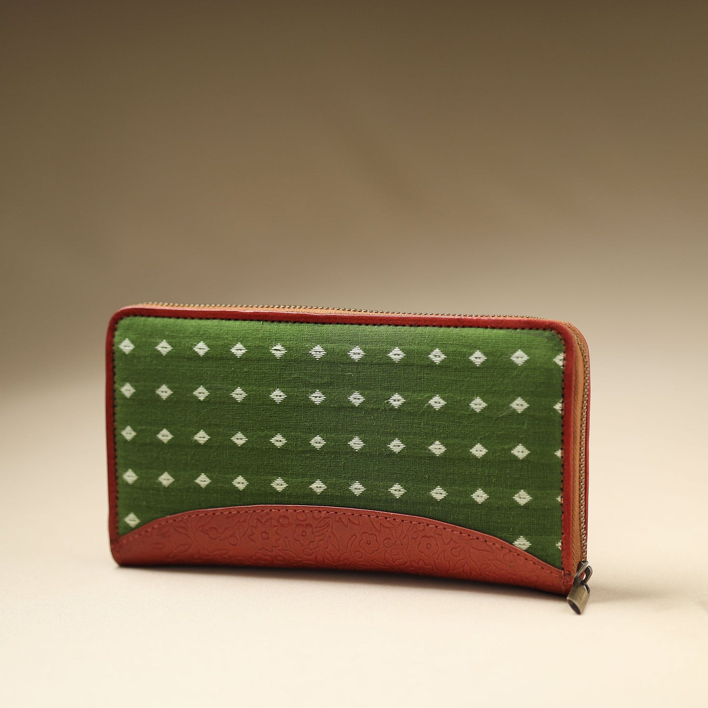Green - Handcrafted Jacquard Weave Leather Wallet