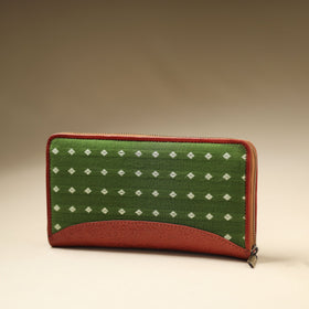 Green - Handcrafted Jacquard Weave Leather Wallet