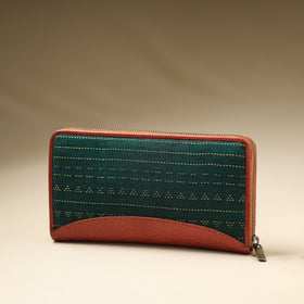 Green - Handcrafted Jacquard Weave Leather Wallet
