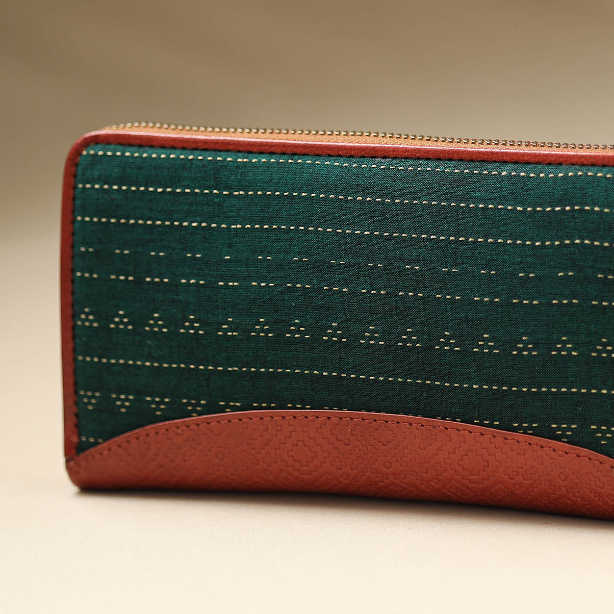 Green - Handcrafted Jacquard Weave Leather Wallet