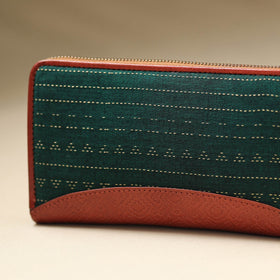 Green - Handcrafted Jacquard Weave Leather Wallet