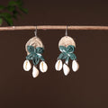 Green - handcrafted jute phool kali shell earrings 42