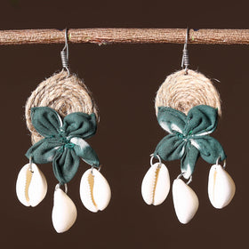 Green - handcrafted jute phool kali shell earrings 42